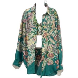 Paisley Print Green Crop Top and button front shirt by Nasty Gal Women’s Size 4